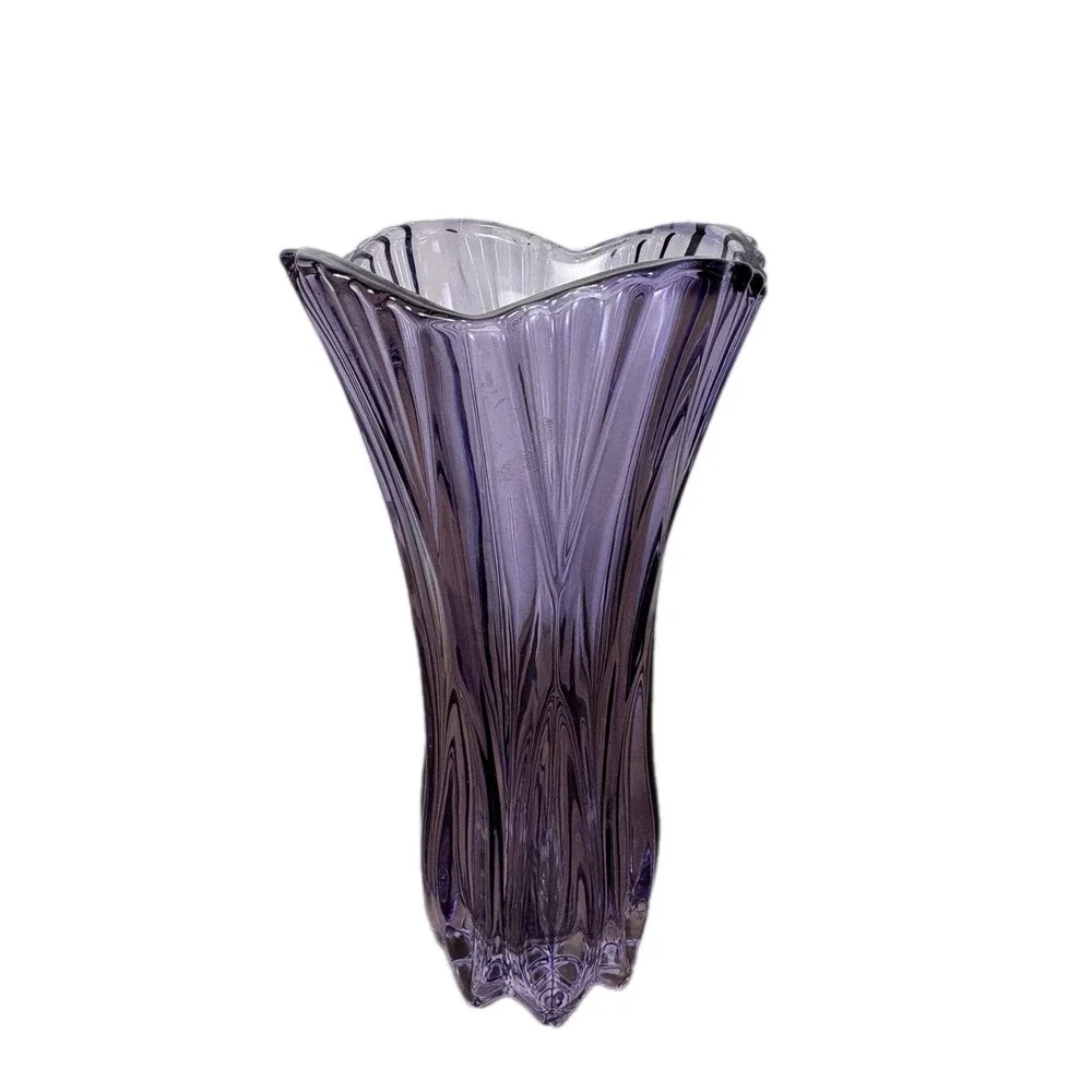 Plantica Crystal Amethyst‎ Bud Vase Home Decor Bohemia Crystal Flower Flared